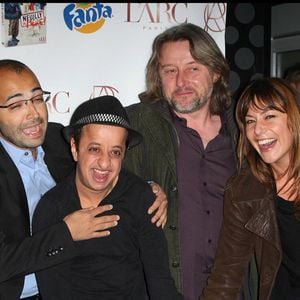 Archives — Pascal Elbé, Jamel Bensalah, Booder et Shirley Bousquet — Soirée pour fêter le succès du film « Neuilly sa mère ! » à l’Arc.
Guillaume Gaffiot/Bestimage