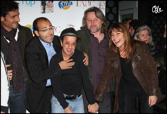Archives — Pascal Elbé, Jamel Bensalah, Booder et Shirley Bousquet — Soirée pour fêter le succès du film « Neuilly sa mère ! » à l’Arc.
Guillaume Gaffiot/Bestimage