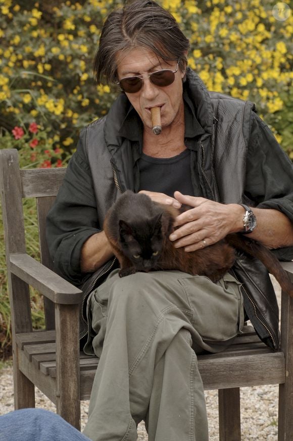 Deux communes situées en Corse.
Archives - En France, Jacques Dutronc chez lui à Monticello en Corse avec ses chats. le 9 mai 2005.