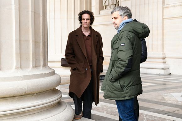 Paul DE SAINT-SERNIN humoriste de France et Jean-Louis TOURRE journaliste de RMC Sport lors des obsèques de Rolland Courbis le 14 janvier 2026 à Paris, France. Photo by Ewen Gavet/Icon Sport/ABACAPRESS.COM