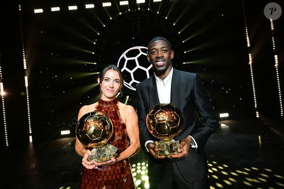 L'attaquant français du Paris Saint-Germain, Ousmane Dembele, et la joueuse espagnole du FC Barcelone, Aitana, après avoir remporté les Ballon d'Or masculin et féminin lors de la cérémonie de remise du Ballon d'Or France Football 2025 au Théâtre du Chatelet à Paris, France, le 22 septembre 2025. Handout Photo de Jean-Baptiste Autissier/L'Equipe via ABACAPRESS.COM