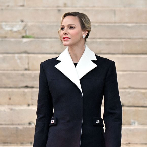 La princesse Charlene assistent à la messe pontificale dans le cadre de la célébration de la Sainte Devote, sainte patronne de Monaco, à Monaco le 27 janvier 2025. © Bruno Bebert / Bestimage