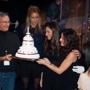 Exclusif - Laurent Petitguillaume, et les filles de Jean-Luc Lahaye, Margaux et Gloria - Jean-Luc Lahaye en concert a l'occasion de son 61eme anniversaire, au Theatre Dejazet a Paris, le 23 decembre 2013. © LIONEL URMAN  / BESTIMAGE