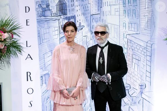 SAR La Princesse Caroline de Hanovre et Karl Lagerfeld - 64ème Bal de la Rose sur le thème de Manhattan, imaginé par K.Lagerfeld, au profit de la Fondation Princesse Grace, dans la Salle des Etoiles au Sporting Monte Carlo à Monaco. Le 24 mars 2018
© Pierre Villard / Palais Princier / SBM via Bestimage