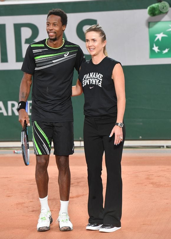 Théma - Tennis: Couples à la ville et sur le terrain - Info du 15/10/2022 ( Gael Monfils et Elina Svitolina, heureux parents d'une petite fille prénommée Skaï) - Info - Gaël Monfils et sa femme Elina Svitolina attendent leur premier enfant, une petite fille attendue pour octobre 2022 - Exclusif - Gaël Monfils et sa femme Elina Svitolina - Benoît Paire, Gaël Monfils, Domingo (Pierre Alexis Bizot) et Zerator (Adrien Nougaret) deux streamers se rencontrent lors d'un match de tennis à Roland Garros, Paris le 18 septembre 2021. © Veeren/Bestimage
