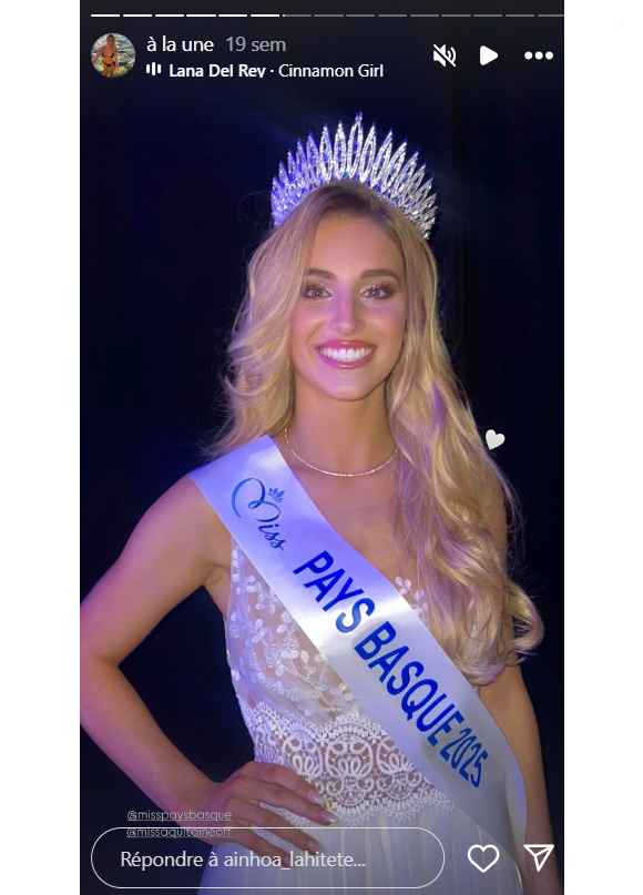 Reste à attendre pour connaitre l'issue en ce qui concerne Miss Aquitaine.

Aïnhoa Lahitete, Miss Aquitaine en route pour Miss France. Capture Instagram