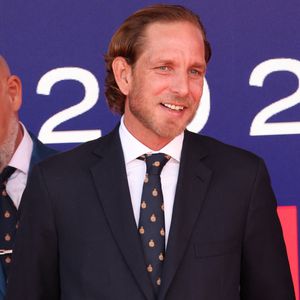 Andrea Casiraghi, fils de la Princesse Caroline de Monaco, et son épouse Tatiana étaient présents au 2026 Monaco E-Prix, pour passer un moment en famille dans les tribunes avec leurs trois enfants, Sacha, Maximilian, et India. Andrea Casiraghi et Tatiana Casiraghi sont également montés sur le podium pour remettre le trophée à Nyck De Vries de Mahindra Racing, le 16 mai 2026, à Monaco. Photo by JC Vinaj/ABACAPRESS.COM