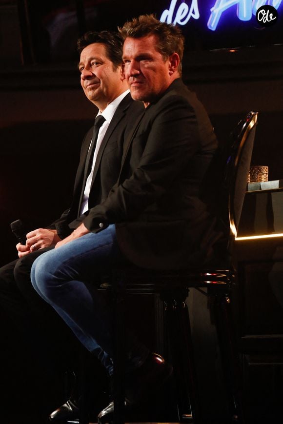 Exclusif - Laurent Gerra, Benjamin Castaldi lors de l'enregistrement de l'émission "Laurent Gerra, l'anniversaire événement" présentée par S.Bern et qui sera diffusée le 7 juin 2025 sur France 2, au théâtre Marigny, à Paris, France, le 28 avril 2025. © Clovis-Moreau/Bestimage