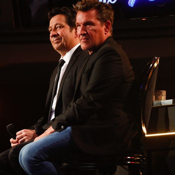 Exclusif - Laurent Gerra, Benjamin Castaldi lors de l'enregistrement de l'émission "Laurent Gerra, l'anniversaire événement" présentée par S.Bern et qui sera diffusée le 7 juin 2025 sur France 2, au théâtre Marigny, à Paris, France, le 28 avril 2025. © Clovis-Moreau/Bestimage