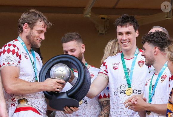 Ragnar Le Breton, Matt Pokora (M. Pokora), Louis Ducruet - La famille princière de Monaco assiste au match de football Racing Stars Football Cup opposant les pilotes Nazionale Piloti contre les Barbagiuans au stade Louis II à Monaco le 21 mai, 2025. © Claudia Albuquerque/Bestimage
