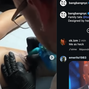 Le motif reprend des gribouillis réalisés par ses trois enfants, RZA, Riot et Rocki.
Capture publication Instagram