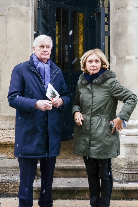 Michel Barnier, Valérie Pecresse aux obsèques de Marie-Josèphe Balladur, la femme d'E.Balladur, en l'église Notre Dame de l'Annonciation à Paris, France, le 7 janvier 2026. © Jack Tribeca/Bestimage