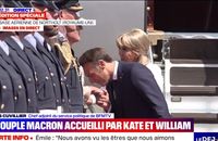 Emmanuel Macron a fait un baise-main aérien à Kate Middleton après sa descente de l'avion - BFM TV