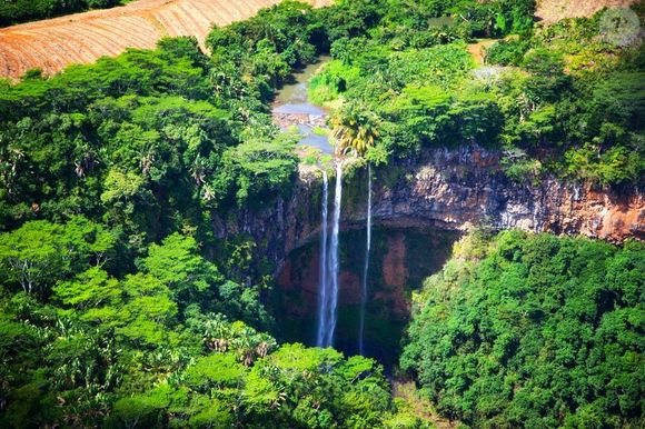 Vue aérienne sur la cascade de Chamarel. - © Robert Mandel / 123RF