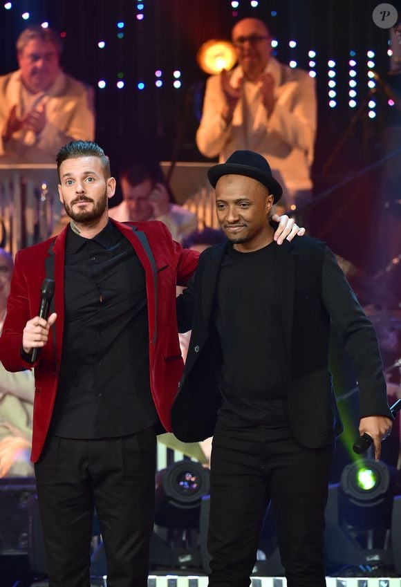 Exclusif - M. Pokora (Matt Pokora) et Soprano - Enregistrement de l'émission "Les Années Bonheur" à La Plaine Saint-Denis le 24 mars 2015. Diffusion le 2 mai 2015.