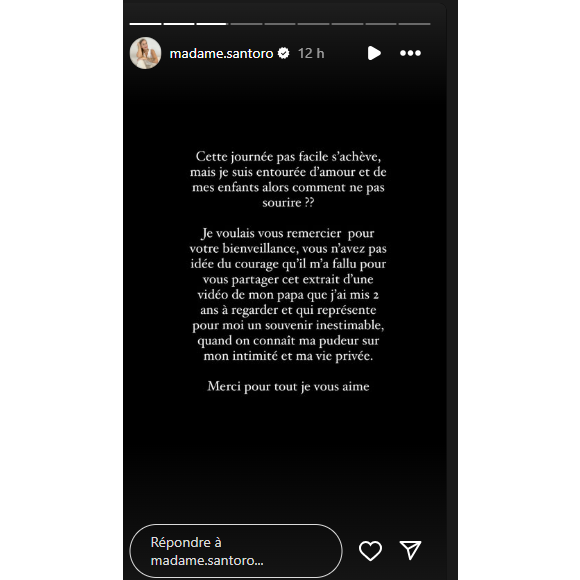 Camille Santoro remercie ses abonnés, le 17 juin 2025