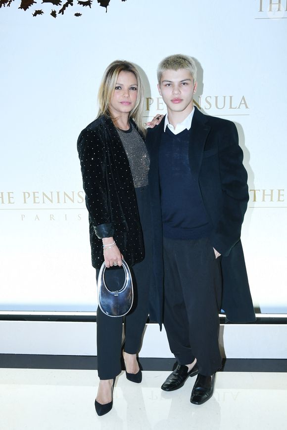 Exclusif - Severine Ferrer et son fils Milo - Soirée du 10ème anniversaire de l'hôtel Peninsula à Paris le 28 novembre 2024. © Rachid Bellak/Bestimage