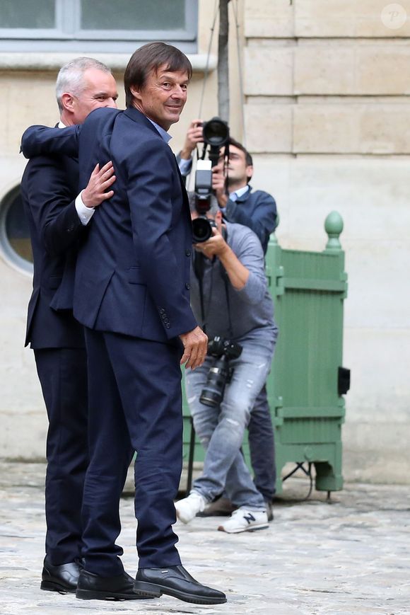 Passation de pouvoir entre le ministre de la Transition Ecologique et Solidaire, Nicolas Hulot et son successeur François de Rugy, au ministère de l'Ecologie, hôtel de Roquelaure, à Paris, le 4 septembre 2018.  © Stéphane Lemouton / Bestimage