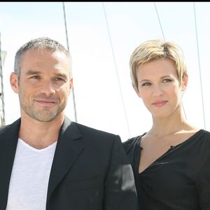 Philippe Bas, Lorie (Laure Pester) et Alexandre Varga lors du photocall du téléfilm "Un mari de trop" dans le cadre du 12e festival de la fiction TV de La Rochelle. © GENGIS BORDENAVE / BESTIMAGE