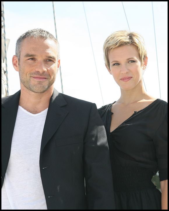 Philippe Bas, Lorie (Laure Pester) et Alexandre Varga lors du photocall du téléfilm "Un mari de trop" dans le cadre du 12e festival de la fiction TV de La Rochelle. © GENGIS BORDENAVE / BESTIMAGE