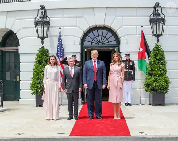 Le roi Abdallah de Jordanie et la reine Rania sont reçus par le président des Etats-Unis Donald Trump et sa femme la Première Dame Melania Trump à la Maison Blanche à Washington, The District, Etats-Unis, le 25 juin 2018. © Royal Hashemite Court via Bestimage