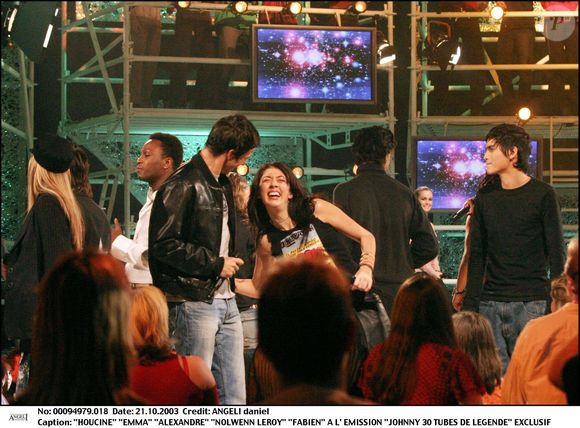 Houcine, Emma Daumas, Alexandre, Nolwenn Leroy et Fabien — émission Johnny : 30 tubes de légende, exclusif — plan serré, chanteurs et chanteuses, Star Academy 2

DANIEL ANGELI / BESTIMAGE