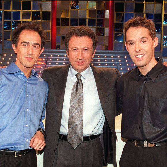 Nicolas Bienvenue, Michel Drucker et Damien Thevenot à Paris, France, 31 octobre 2000. © Jean Jacques Datchary/ABACA.