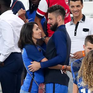 Olivier Giroud et sa femme Jennifer lors du match de l'Euro 2016 Allemagne-France au stade Vélodrome à Marseille, France, le 7 juillet 2016. © Cyril Moreau/Bestimage
