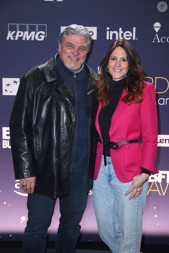 David Douillet et sa femme Vanessa Carrara aux 20e BFM Awards au Grand Palais à Paris, France, le 13 janvier 2025. Photo by Jerome Domine/ABACAPRESS.COM