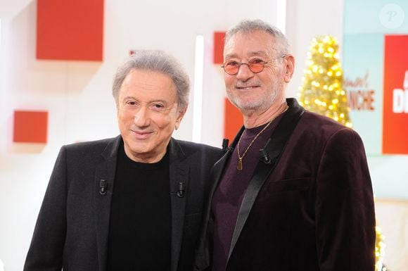 Exclusif - Michael Jones et Michel Drucker - Enregistrement de l'émission "Vivement dimanche, sur le thème de l'amitié entre M.Jones et J.J.Goldman", au Studio Rive Gauche à Paris, présentée par M.Drucker et diffusée le 22 décembre sur France 3
© Guillaume Gaffiot / Bestimage