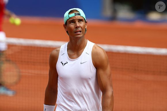 Rafael Nadal, pendant un entraînement lors des Jeux Olympiques de Paris, le 24 juillet 2024. © Mickael Chavet/ZUMA Press Wire