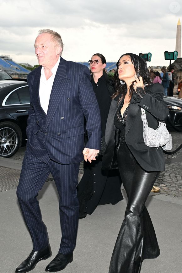 Exclusif  - François-Henri Pinault et sa femme Salma Hayek lors de la fête d'anniversaire des 60 ans de L. Kravitz à l'hôtel Crillon à Paris, le 24 mai 2024.