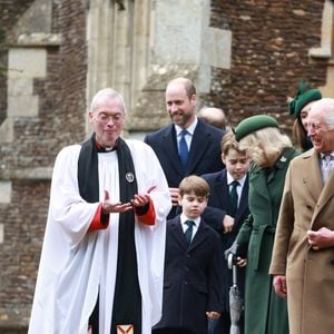 Prince George, Camilla Parker Bowles, reine consort d'Angleterre, Le prince William, prince de Galles, Le roi Charles III d'Angleterre - La famille royale britannique se rend à la messe de Noël à Sandringham le 25 décembre 2024.