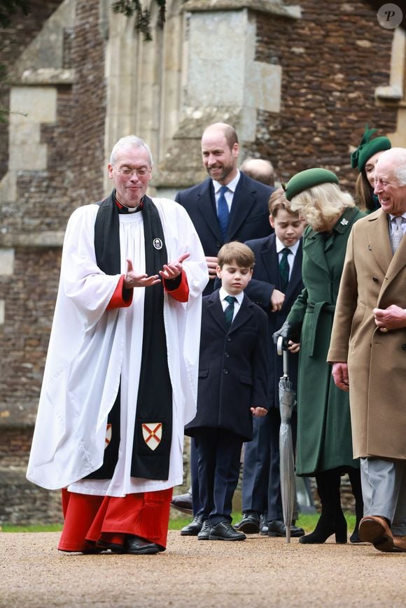 Prince George, Camilla Parker Bowles, reine consort d'Angleterre, Le prince William, prince de Galles, Le roi Charles III d'Angleterre - La famille royale britannique se rend à la messe de Noël à Sandringham le 25 décembre 2024.