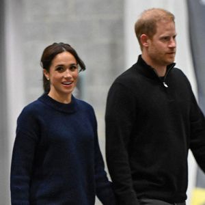Le prince Harry, le duc de Sussex, Meghan la duchesse de Sussex assistent à une partie de basket-ball en fauteuil roulant au Centre des congrès de Vancouver pendant les Jeux Invictus 2025 à Vancouver, Canada, le 9 février 2025. Photo par Zak Hussein/Splash News/ABACAPRESS.COM