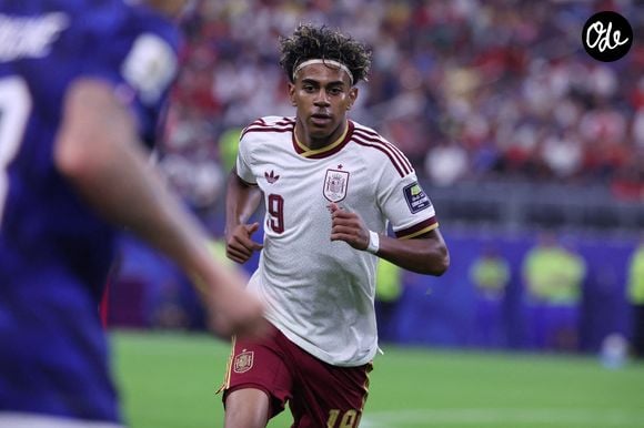 Lamine Yamal, de l'Espagne, lors de la demi-finale de la Coupe du monde de football 2026 opposant la France à l'Espagne au Dallas Stadium, le 14 juillet 2026 à Arlington, au Texas. Photo de Charles Guerin/ABACAPRESS.COM