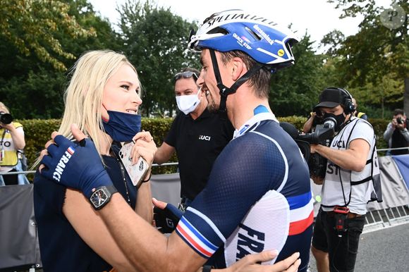 Marion Rousse et Julian Alaphilippe lors des Championnats du Monde UCI - Elite Hommes en Belgique le 26 septembre 2021. © Photo News / Panoramic / Bestimage