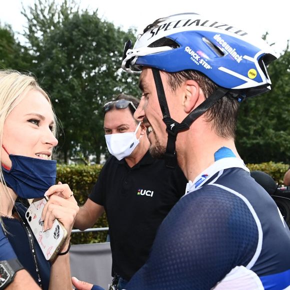 Marion Rousse et Julian Alaphilippe lors des Championnats du Monde UCI - Elite Hommes en Belgique le 26 septembre 2021. © Photo News / Panoramic / Bestimage