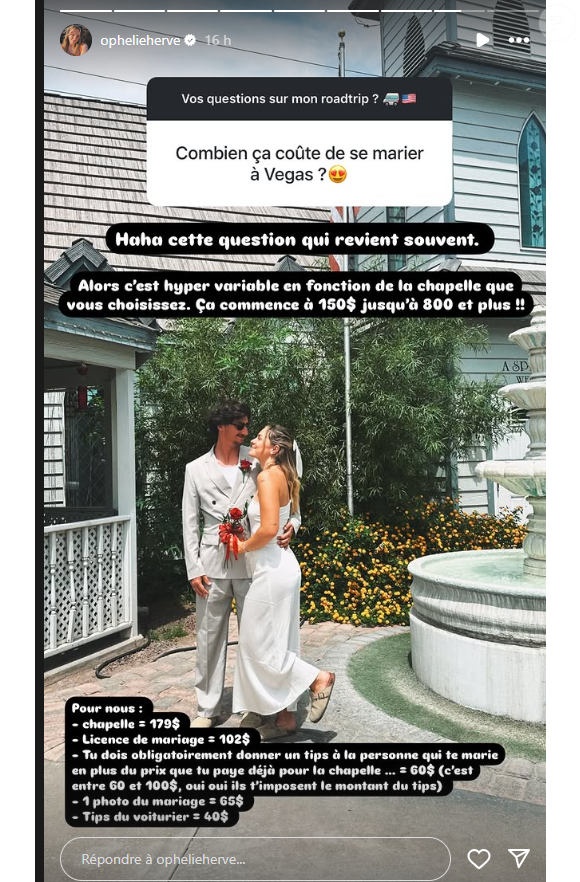 Ophélie de "Mariés au premier regard" dévoile qu'elle s'est mariée à Théo à Las Vegas - Instagram, 30 mai 2025