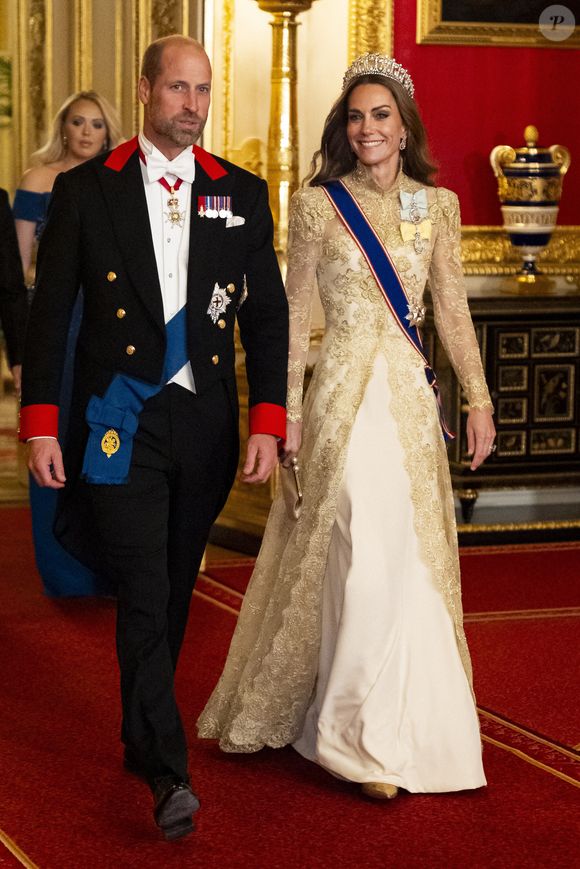 La princesse de Galles est en rémission mais elle continue de faire très attention à sa santé.

Le prince et la princesse de Galles arrivent au banquet d'État au château de Windsor, dans le Berkshire, le premier jour de la deuxième visite d'État au Royaume-Uni du président américain Donald Trump et de la première dame Melania Trump. Mercredi 17 septembre 2025. Photo by Aaron Chown/PA Wire/ABACAPRESS.COM
