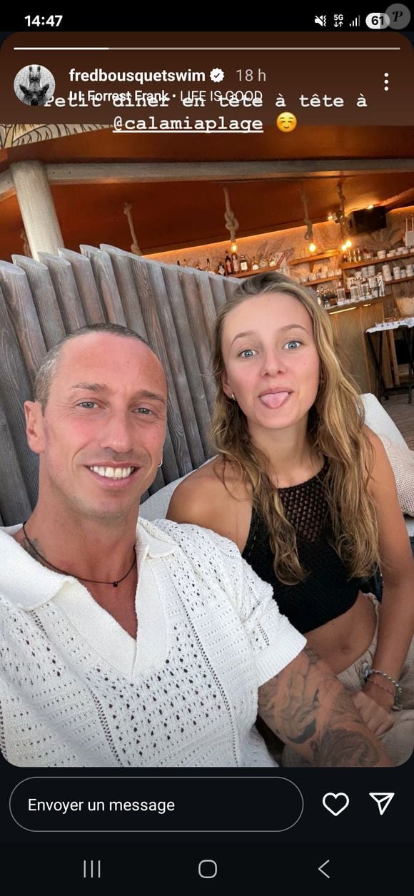 Frédérick Bousquet avec sa fille Manon, qu'il a eue avec Laure Manaudou. Août 2025.