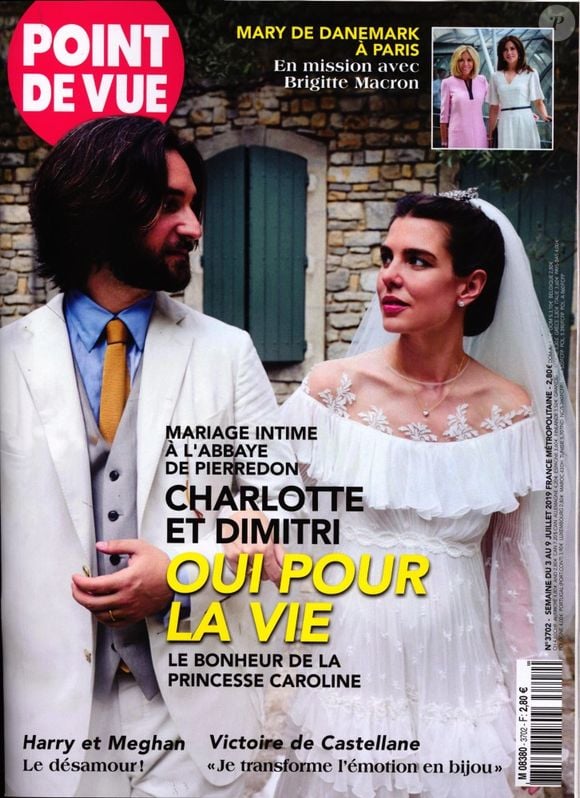 Le mariage de Charlotte Casiraghi et Dimitri Rassam dans "Point de Vue", en kiosques le 3 juillet 2019.