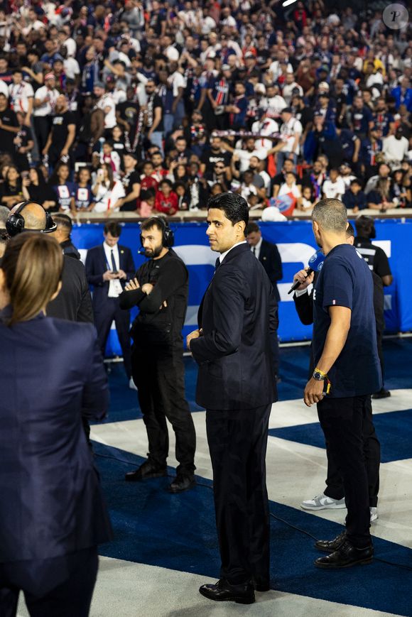 Nasser al-Khelaïfi (président du PSG) - Les joueurs du PSG célèbrent leur titre de Champion d'Europe au Parc Des Princes à Paris, le 1er juin 2025.
© Cyril Moreau/Bestimage