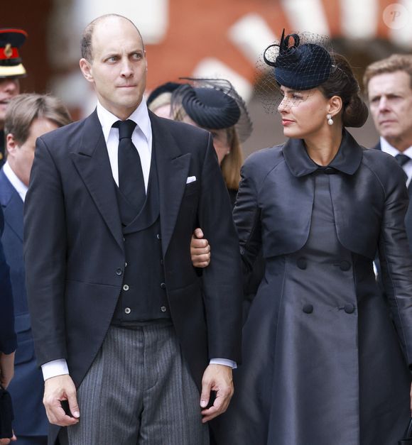 Sophie Winkleman et Frederick Windsor lors des funérailles de la duchesse de Kent à Westminster. © GoffPhotos/Bestimage