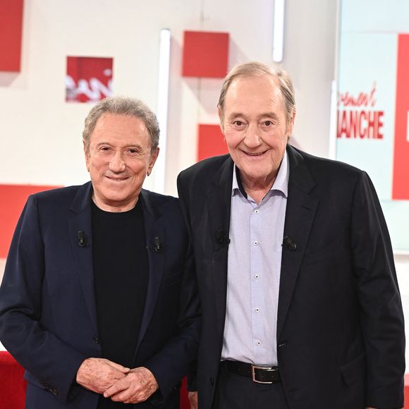 Exclusif - Michel Drucker et Gervais Martel - Enregistrement de l'émission Vivement dimanche en hommage à Pierre Bachelet au studio Rive Gauche, presentée par Michel Drucker . Diffusion sur France 3 le 14/09/2025.

© Guillaume Gaffiot / Bestimage