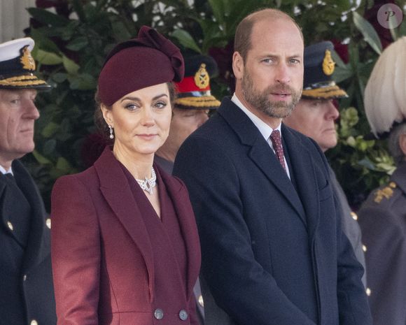 Le prince William, prince de Galles, et Catherine (Kate) Middleton, princesse de Galles, - Cérémonie d'accueil pour la visite d'État de l'émir du Qatar à Londres, le 3 décembre 2024. BESTIMAGE