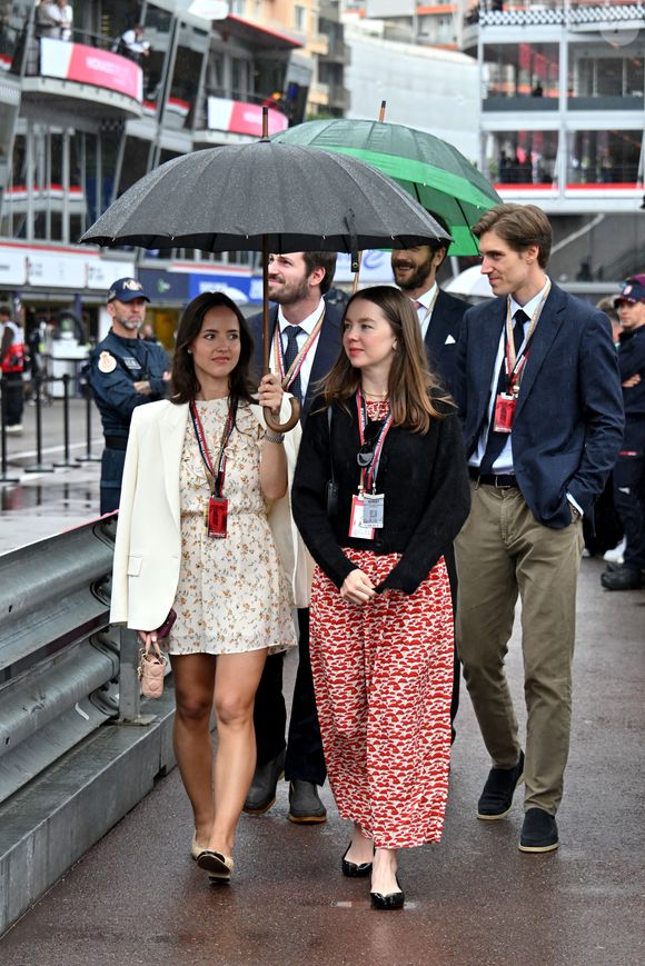 La princesse Alexandra de Hanovre, son compagnon, Ben-Sylvester Strautmann et des amis durant le Monaco E-Prix 2025, Round 7, le 4 mai 2025.  © Bruno Bebert/Bestimage