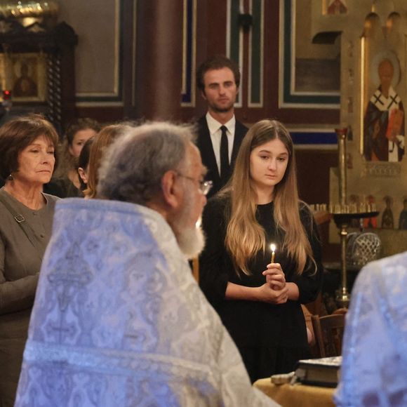 Exclusif - Macha Meril aux obsèques de sa soeur la princesse Hélène Gagarine en la cathédrale Saint-Alexandre-Nevsky, à Paris, France, le 20 août 2025. © Denis Guignebourg/Bestimage