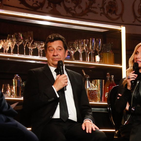 Exclusif - Laurent Gerra, Lara Fabian lors de l'enregistrement de l'émission "Laurent Gerra, l'anniversaire événement" présentée par S.Bern et qui sera diffusée le 7 juin 2025 sur France 2, au théâtre Marigny, à Paris, France, le 28 avril 2025. © Clovis-Moreau/Bestimage
