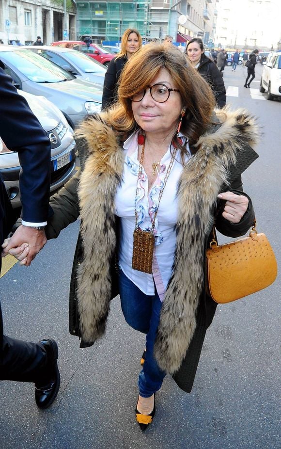 Photo d'archives du 16 février 2017 de Patrizia Reggiani Gucci quittant le tribunal avec son avocat Danilo Buongiorno. Photo par IPA/ABACAPRESS.COM